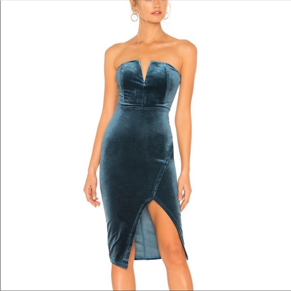 superdown by the way teal velvet dress